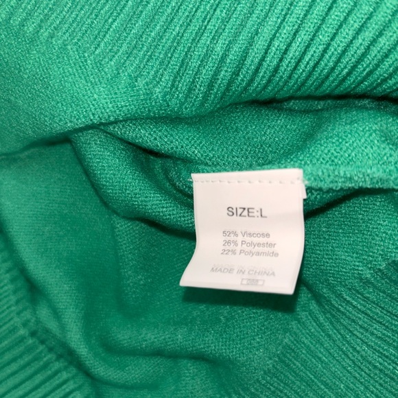Emerald Green Ruffle Sleeve Knit Top Size L | Puff Sleeve Sweater Blouse Chic - Picture 3 of 5